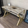 Hanah Home Wake Mesa de Estudio Blanco y Oro